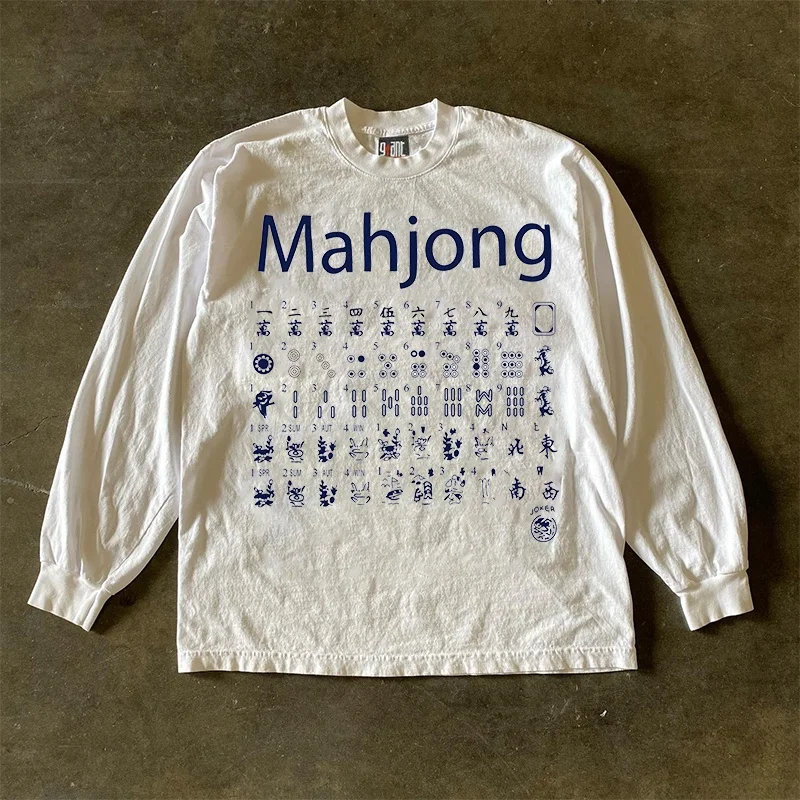 

Мужская футболка из плотного чистого хлопка с длинным рукавом, свободного кроя, в американском уличном стиле, ретро 90-х, Dervo