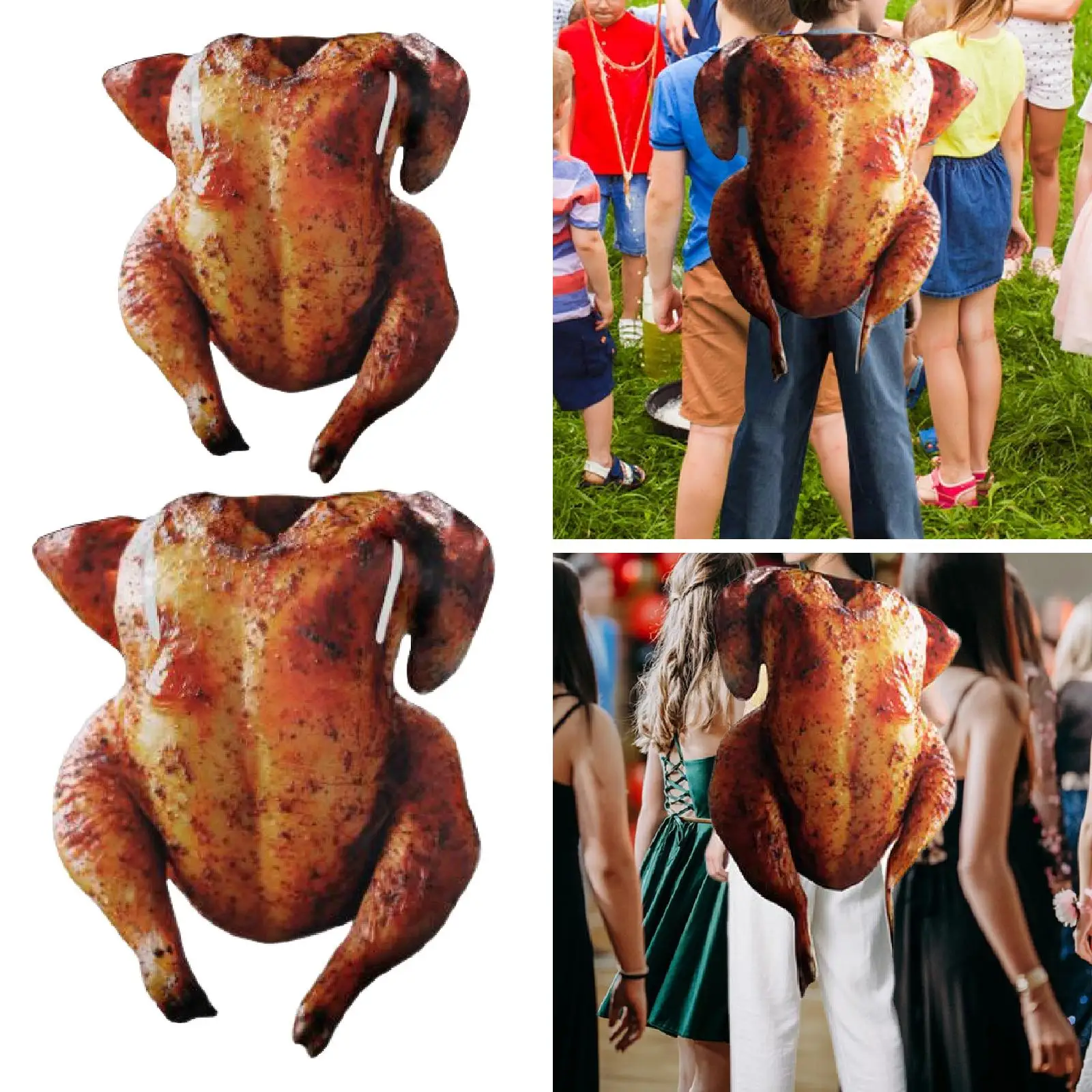 Adult Funny Roasted Turkey Jumpsuit Costume Lightweight Polyester Creative Dress Up Clothes for Halloween Parties