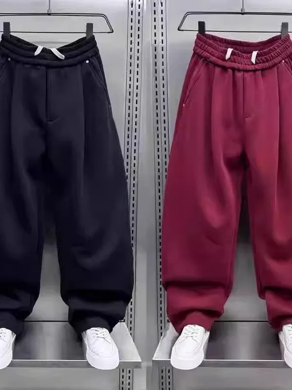 

Мужские брюки больших размеров: модные прямые брюки, повседневные брюки-карго, однотонные брюки-харланы, зимние повседневные брюки.