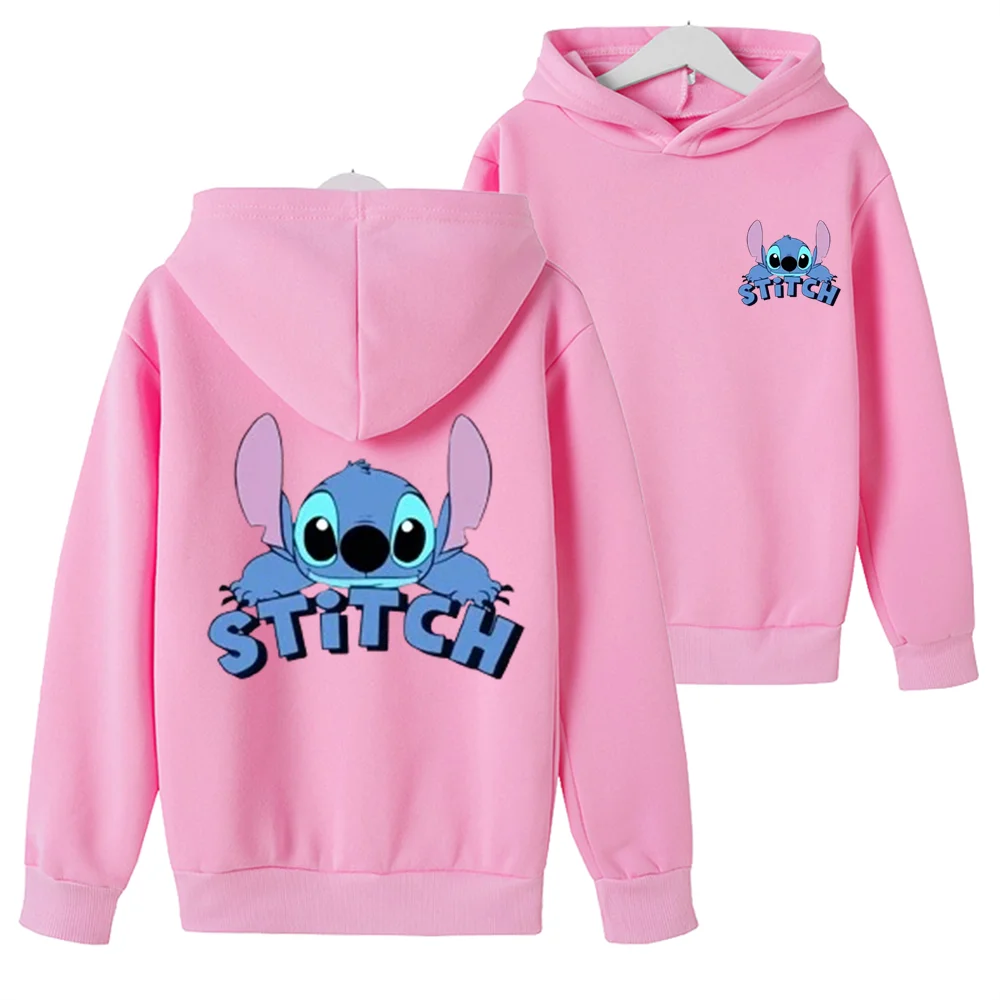 Children's Pink Hoodie Clothing anime Stitch Boys Girls Coat Casual Kids Sweatshirt Toddler  New Hood tops Autumn Winte coat