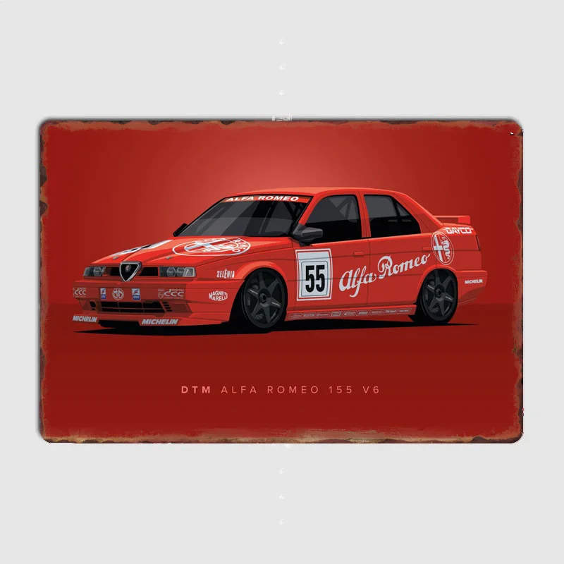 Best DTM Red 155 V6 Classics Racing and Rally Car Metal Poster indoor outdoor Home Bedroom Bar Tin Sign Room Decor Wall Decor