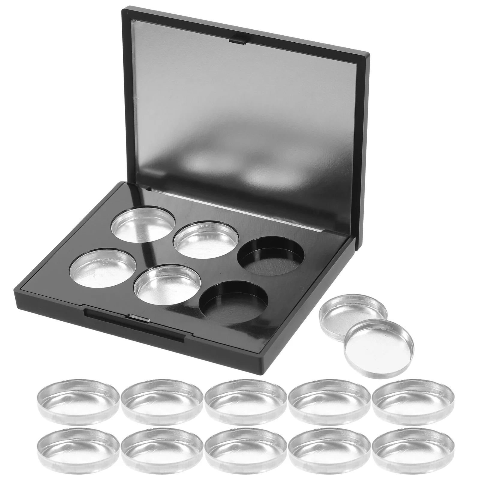 1 مجموعة علبة ظلال العيون الفارغة مع مرآة إعادة الملء أحمر الخدود المخفي تخزين لتقوم بها بنفسك طقم مكياج حاوية السفر النساء