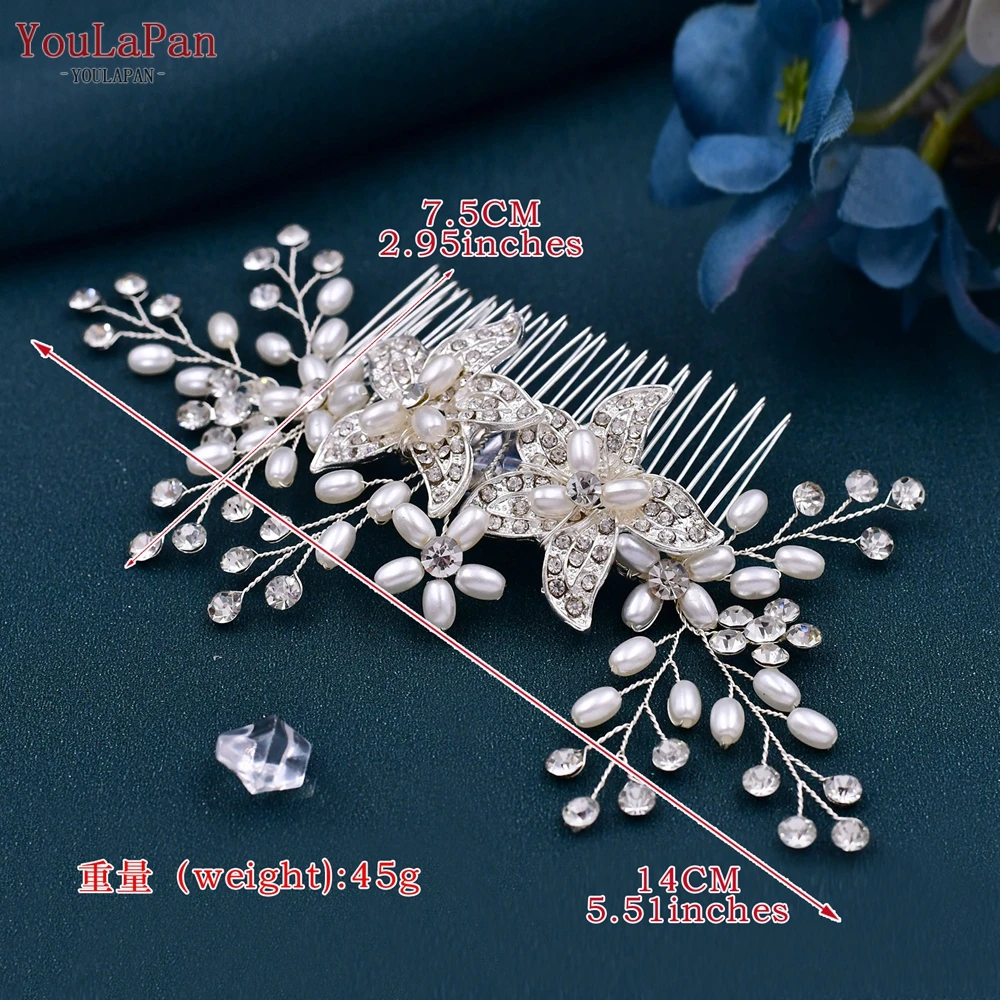 YouLaPan Elegant Silver Color Crystal Flower Bridal Hair Comb Wedding Headpiece for Bridesmaid Rhinestone Hair Accessory HP296