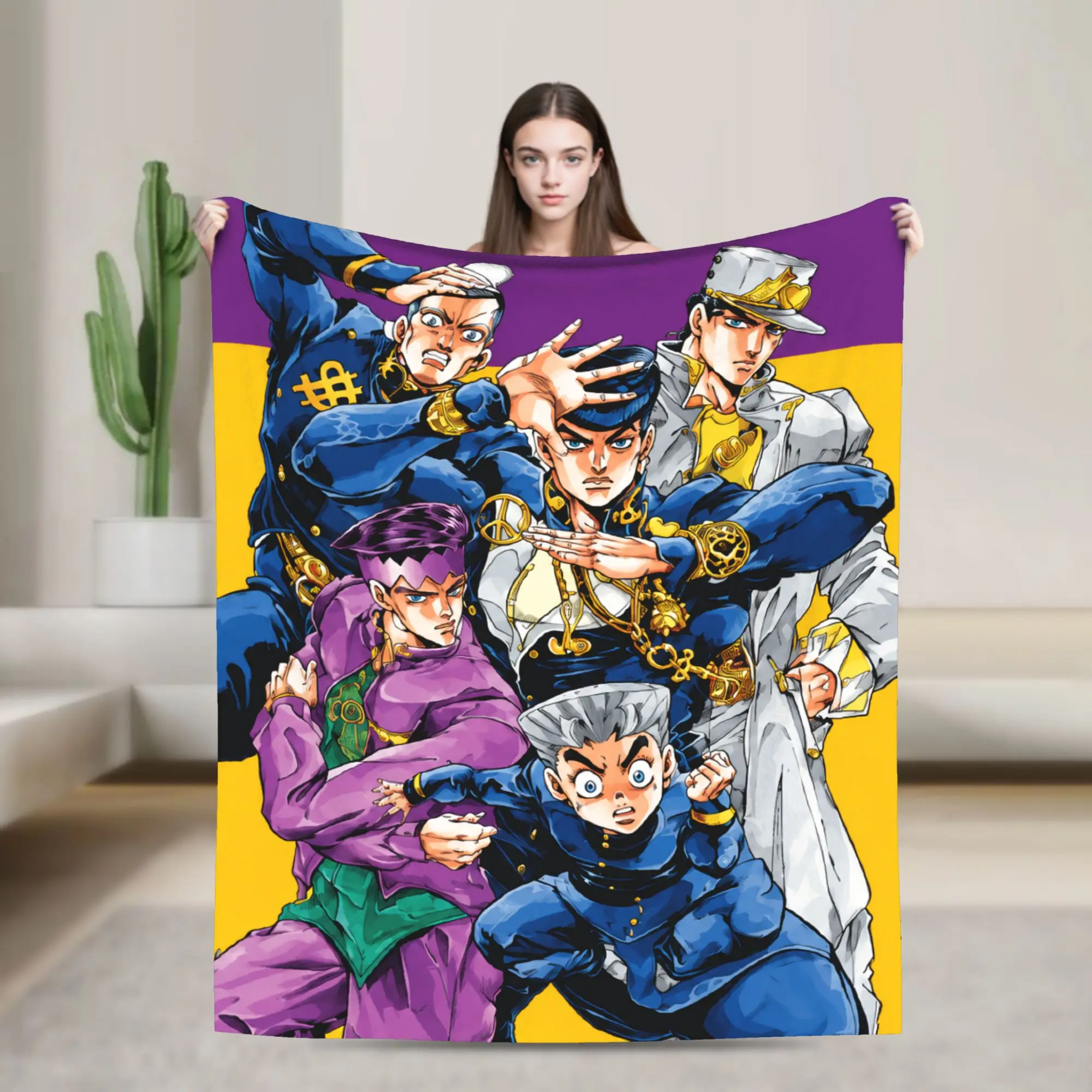 JoJos Bizarres Adventures Plush Blankets Anime Manga Novelty Throw Blanket for Home 150*125cm Rug Piece