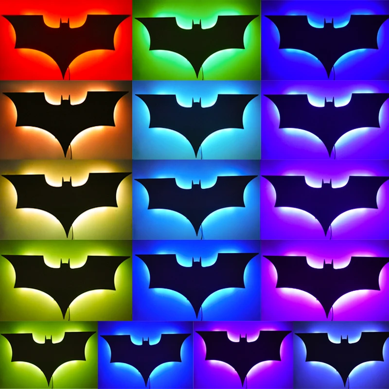 Kreatywna lampa ścienna 3D Bat LED Lustro Światło RGB Dekoracyjne światło nocne z pilotem do sypialni Salon Ganek — zdjęcie 3