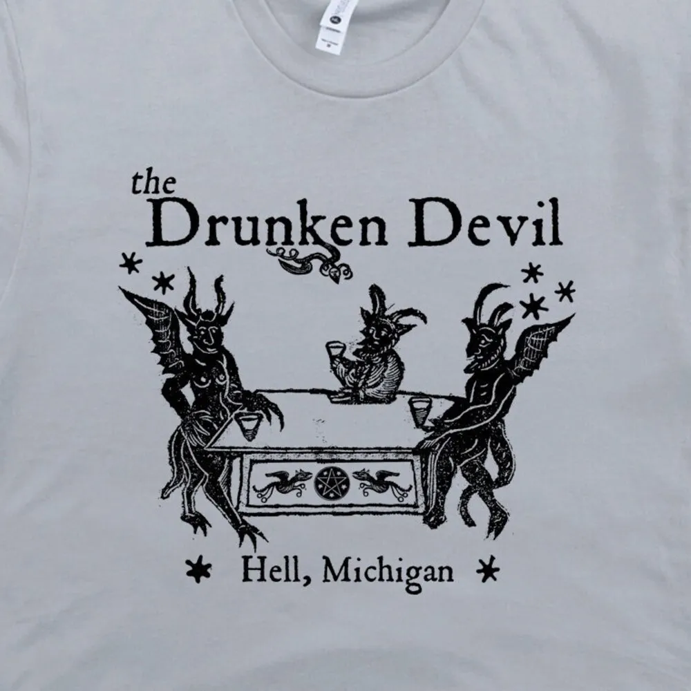 Drunken Devil Bar T Shirt Cool Dive Vintage Beer Logo Retro Pub Lucifer Funny For