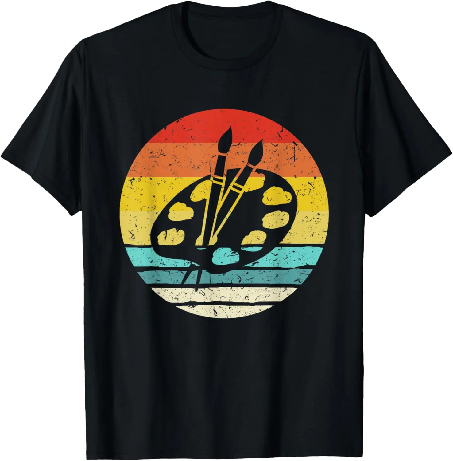 Retro Vintage Paint Palette Costume Artist Art Teacher T-Shirt Custom Printed Graphic T Shirts Streetwear Camisas Streetwear