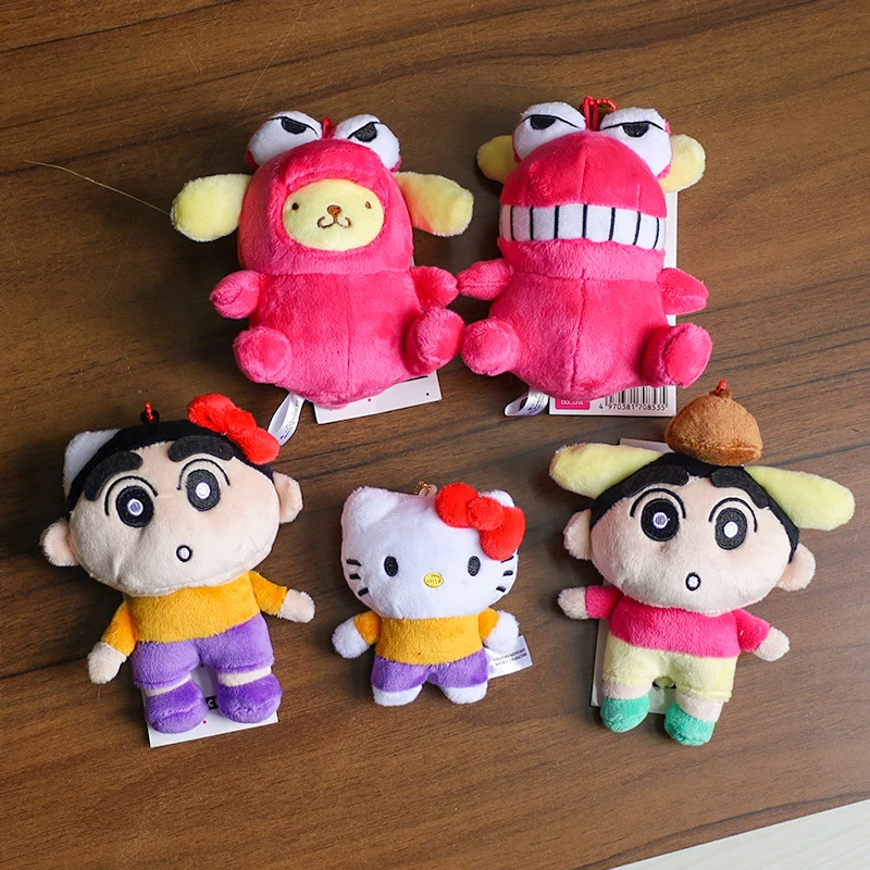 

Crayon Shin-chan Collaboration плюшевые подвески Nohara Shinnosuke милые плюшевые подвески Pompompurin Hello Kitty плюшевые куклы подвески подарок