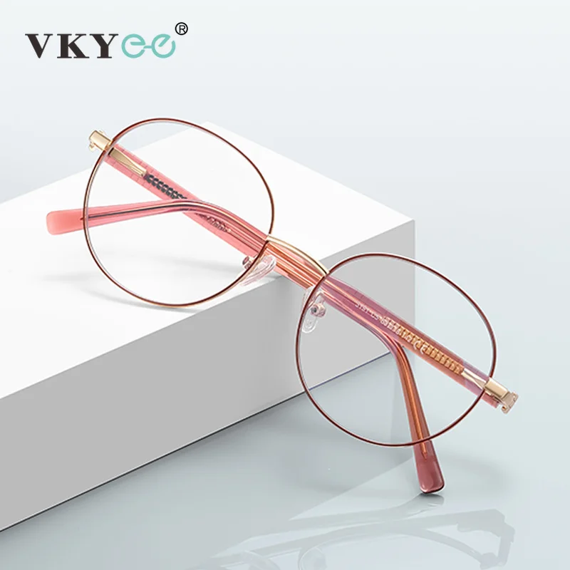VICKY Round Frame Fashion Women's Combination Glasses Blue Light Blocking Reading Glasses Customizable Prescription PFD3191