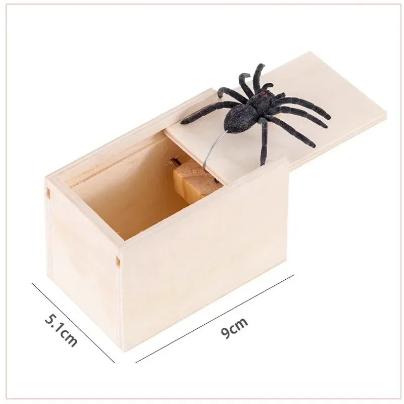 Trick Spider Funny Scare Box Wooden Hidden Box Quality Prank Wooden Scare Box Fun Game Prank Trick Friend Office Toys