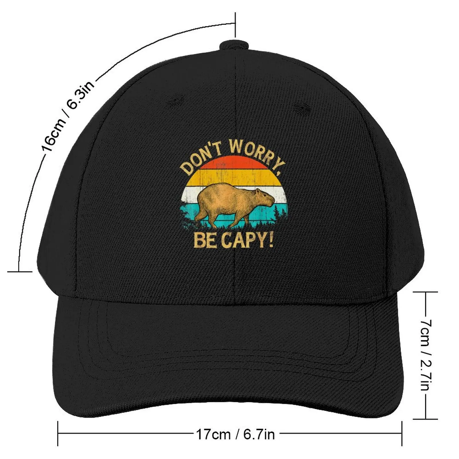 Capybara Vintage Retro Style Awesome Don't Worry, Be Capy Baseball Cap Custom Cap New Hat Women's Men's