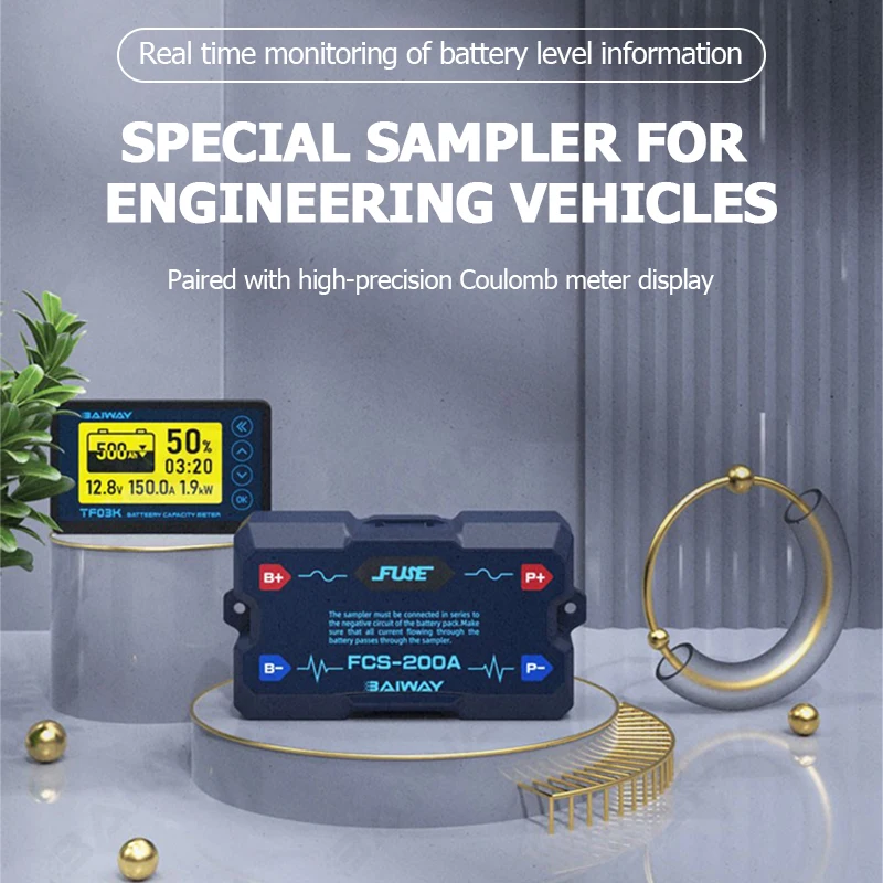 TF03K Coulomb Meter Electric Car Touring Car Battery Level Indicator Voltmeter Amperemeter 12V 24V Capacity Detector 8-120V 200A