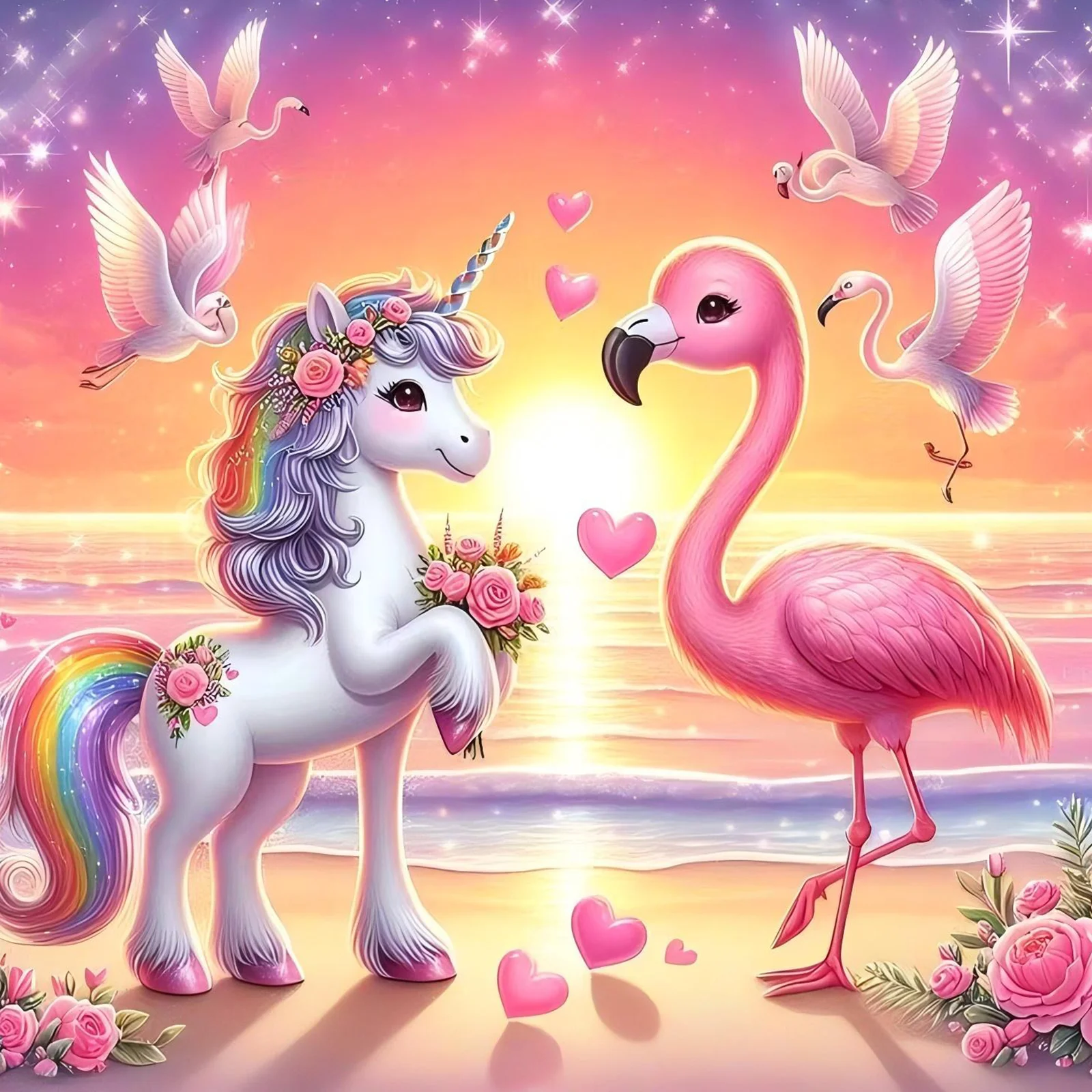 

Unicorn pattern diamond painting set, adult DIY diamond painting, suitable for home decoration, frameless handmade products