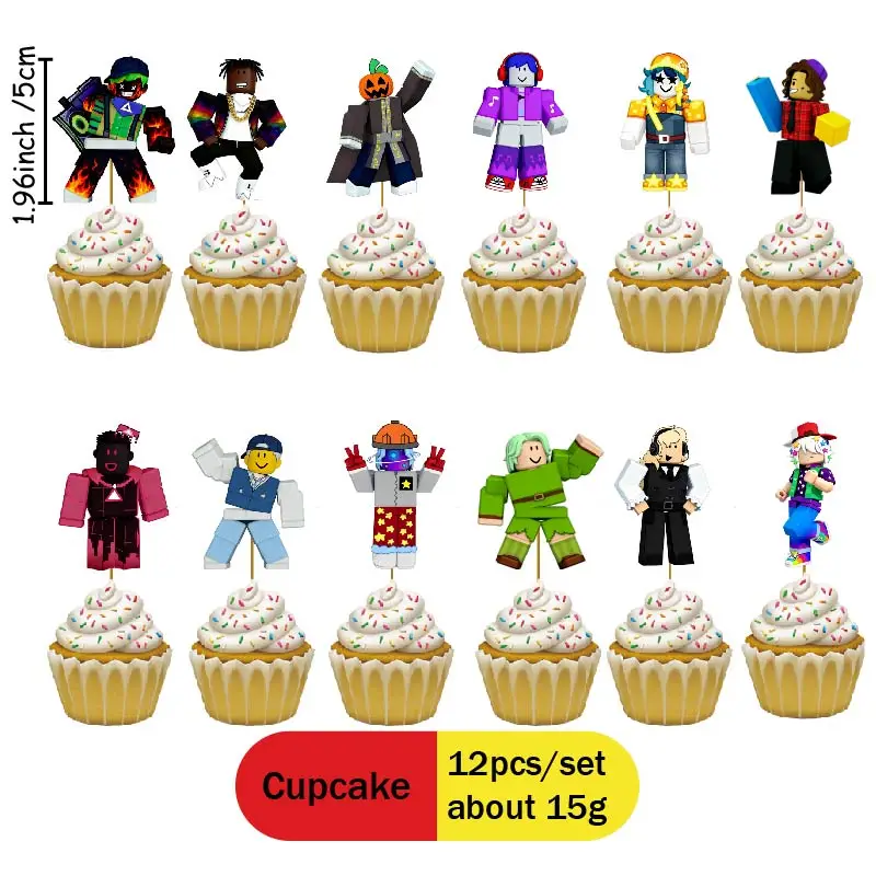 Roblox-Explosionen Einweg-Becher, Teller, Strohhalme, Servietten, Cupcake-Ballons, Cartoon-Geburtstagsparty-Dekorationen für drinnen und draußen – Detail 12