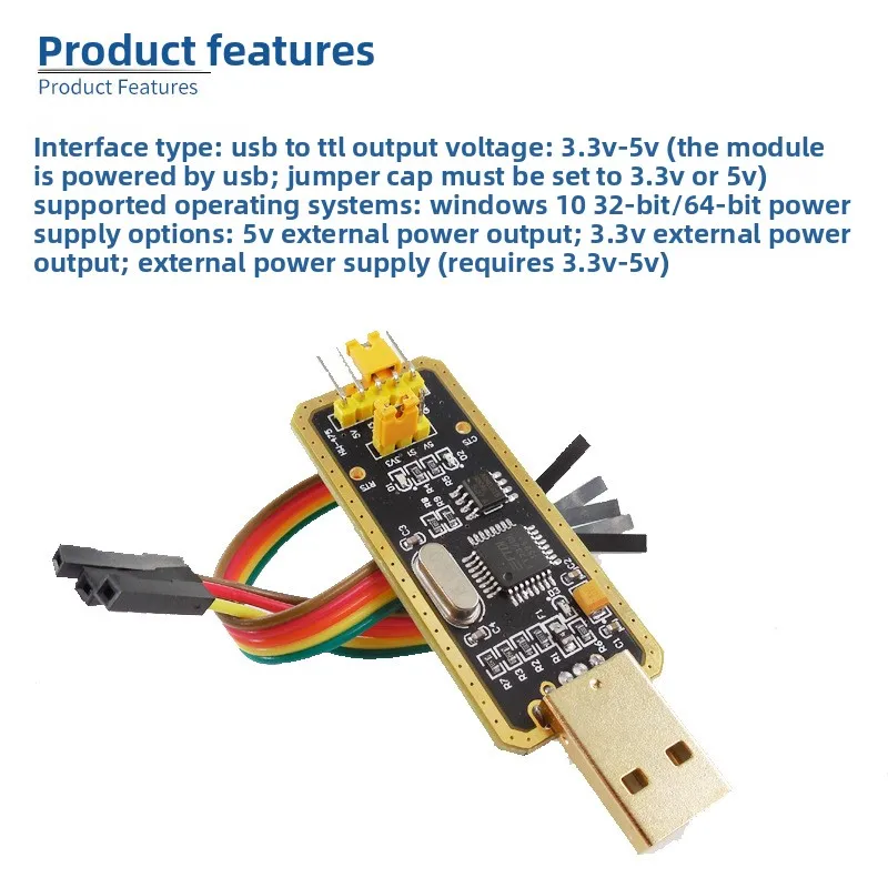 FT232 USB to TTL Module, 3.3V/5V Switchable Serial Adapter, USB UART Converter Upgrade Download Flash Board, Win10 32/64 Bit