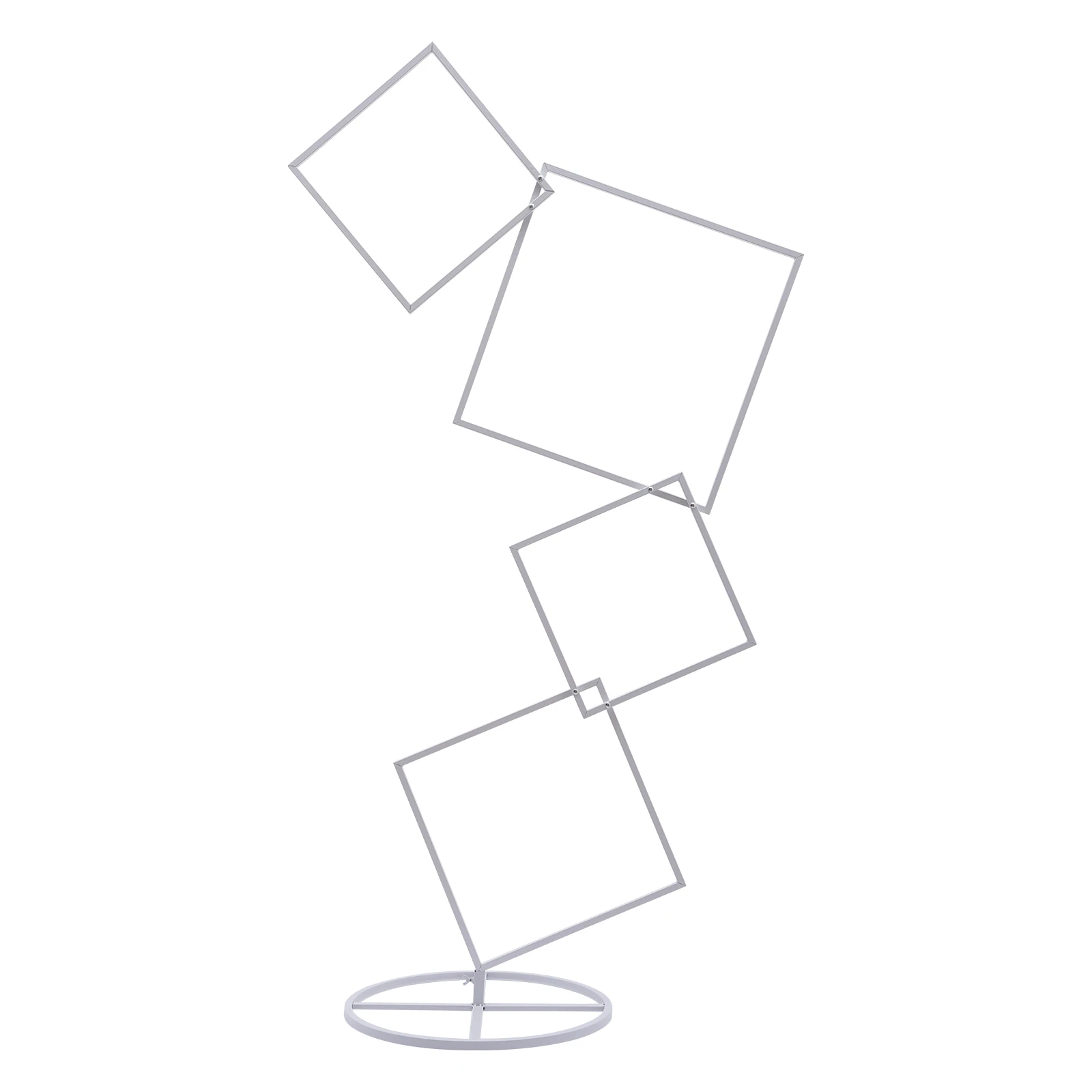 حامل زهور على شكل قوس زفاف معدني أبيض مكون من 4 طبقات، إطار بالون مربع بارتفاع 6.27 قدم مع قاعدة حديدية لتزيين خلفية الصورة #3