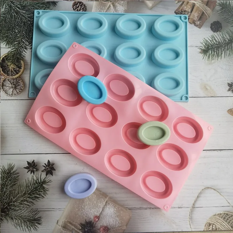 12 Cavity Silicone Oval Donut Mold Baking Pan Mold Bread Pastry Mold DIY Baking Tray Doughnut Dessert Making Cake Tools