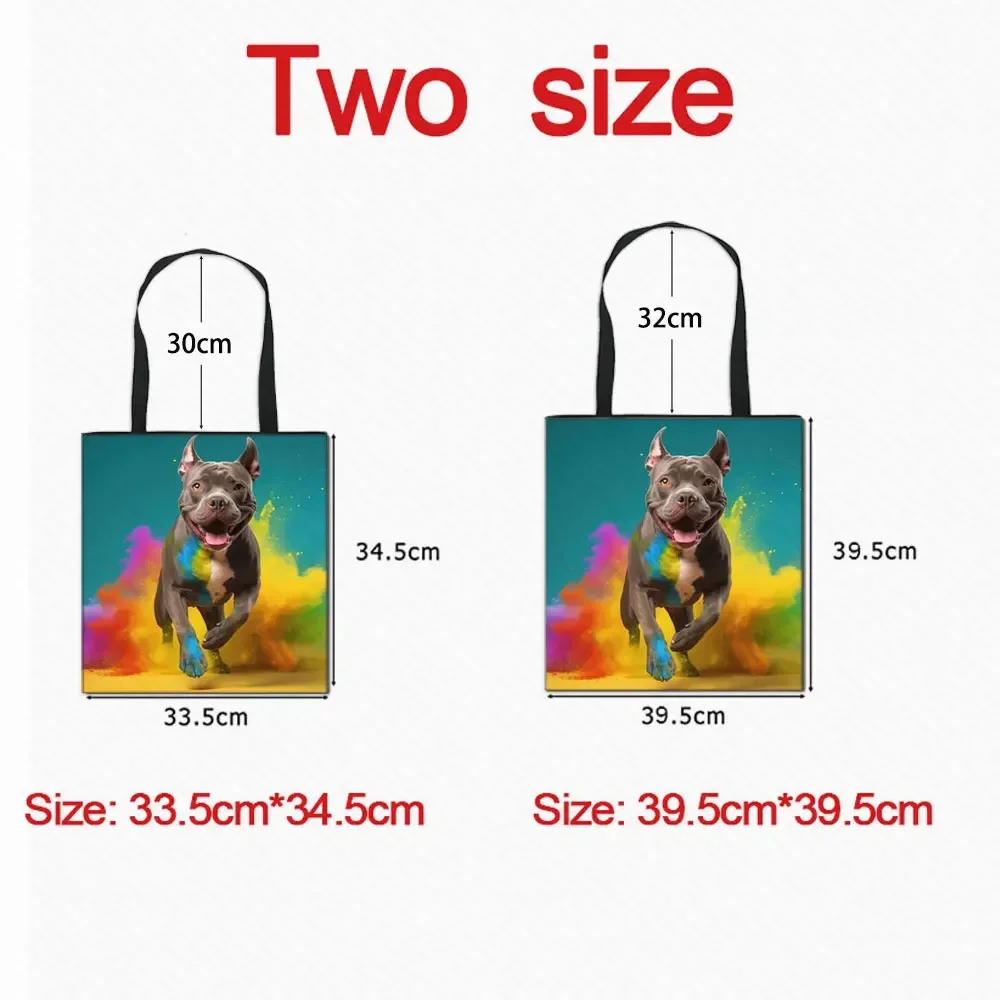 American Bully Dog Tote Bag Kawaii French Bulldog Handbag Pitbull Terrier Totes Large Capacity Shoulder Bag Eco Shopping Bags