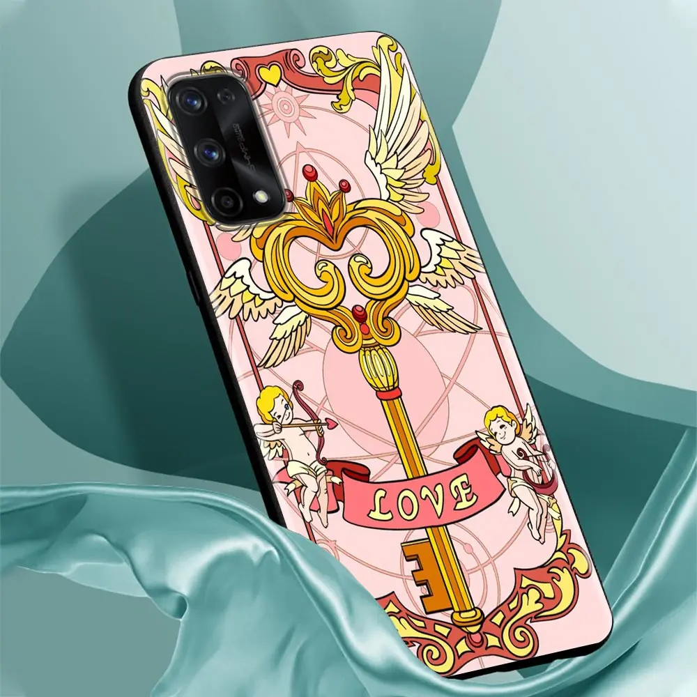 For Realme 6pro Case For Realme 5 5i 5s 6i 6 7 7i 8 8i 9 9i 5g Pro Black Cases Soft TPU Cover Anime Girl Card Captor Sakura