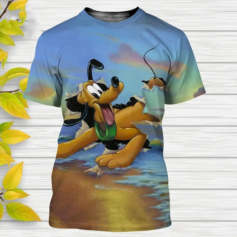 ديزني تي شيرت ميكي ماوس بلوتو الكلب الكرتون أنيمي ثلاثية الأبعاد طباعة الشارع الشهير الرجال النساء موضة المتضخم تي شيرت الأولاد تيز القمم #6