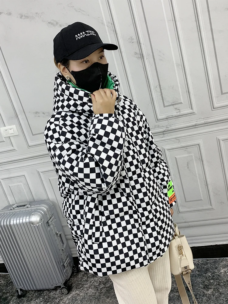 Streetwear inverno puffer casaco feminino 90% pato branco para baixo casaco grosso pão quente com capuz parkas manga longa bolha casaco