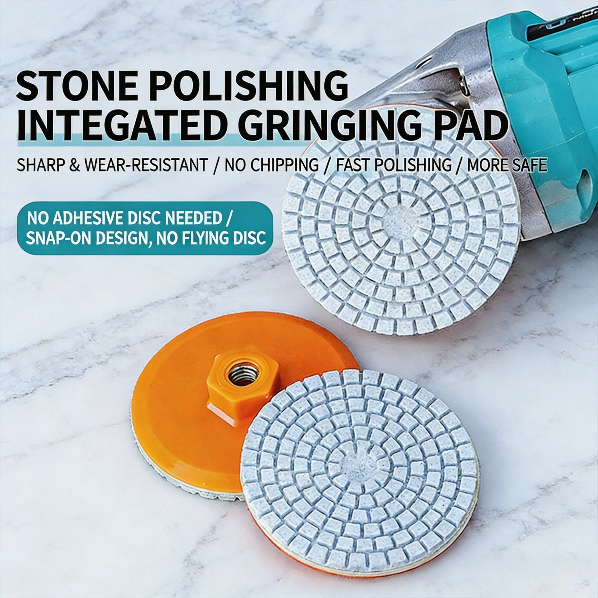 3 inch Diamond Polishing Pads  Buffing Wheel Abrasive Disc with Integrated M10 Backing Base for Marble Concrete Stone Granite An