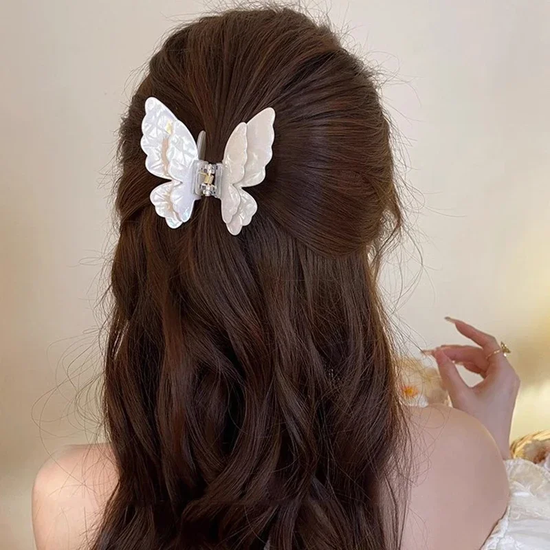 

Роскошный зажим в виде акулы-бабочки, корейский акриловый коготь для волос, нескользящий удобный аксессуар для летней вечеринки