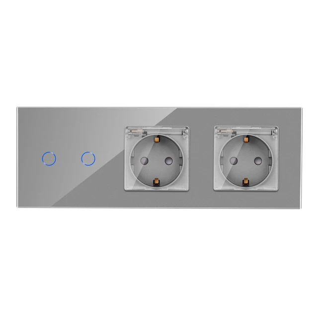 Imagem -03 - Bingoelec Soquete Duplo à Prova Impermeável Água com Interruptor da ue Soquetes e Interruptores 2way Painel de Vidro Cristal Toque Interruptor Luz para Casa