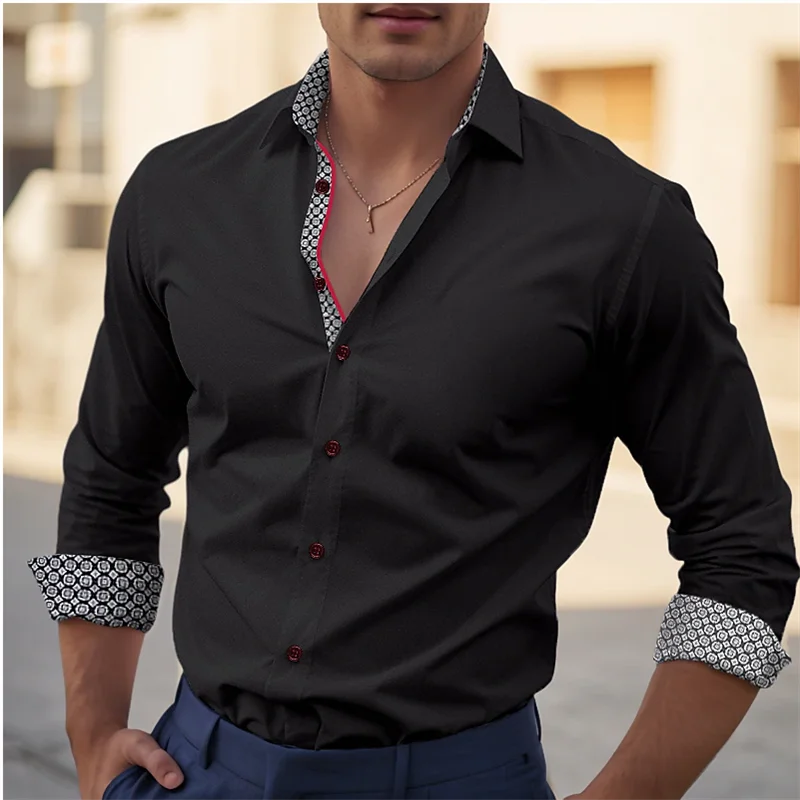 Camisa de manga larga con botones para hombre, Tops de color rosa, ropa de vacaciones diaria, informal, cómoda, elegante, talla grande, S-6XL, 2024