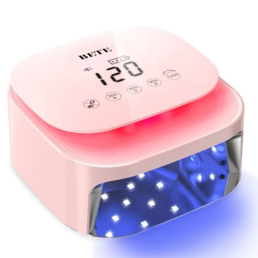 60W Cordless UV LED Nail Lamp - Rechargeable Gel Polish Dryer with Auto Sensor 30 Beads and 4 Timer Settings Portable for Home/