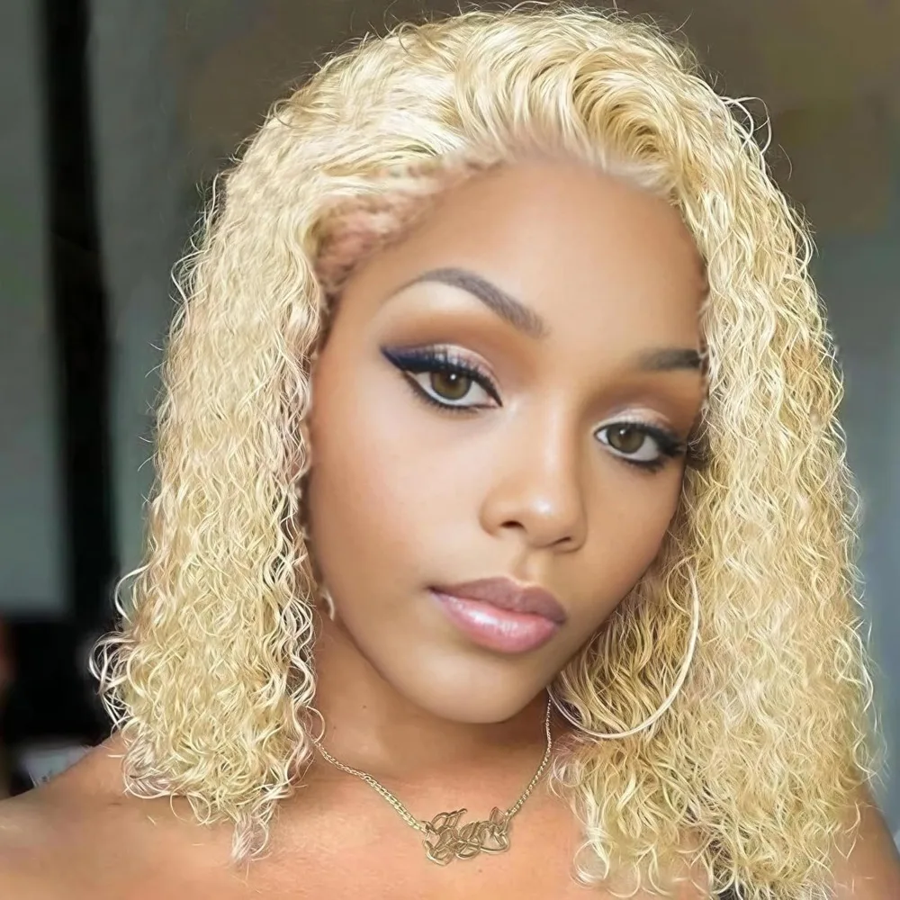 

613 Blonde Deep Wave Bob Human Hair Wig 13x4 Lace Front Pre Plucked Natural Hairline with Baby Hair Premium Real Hair Wig