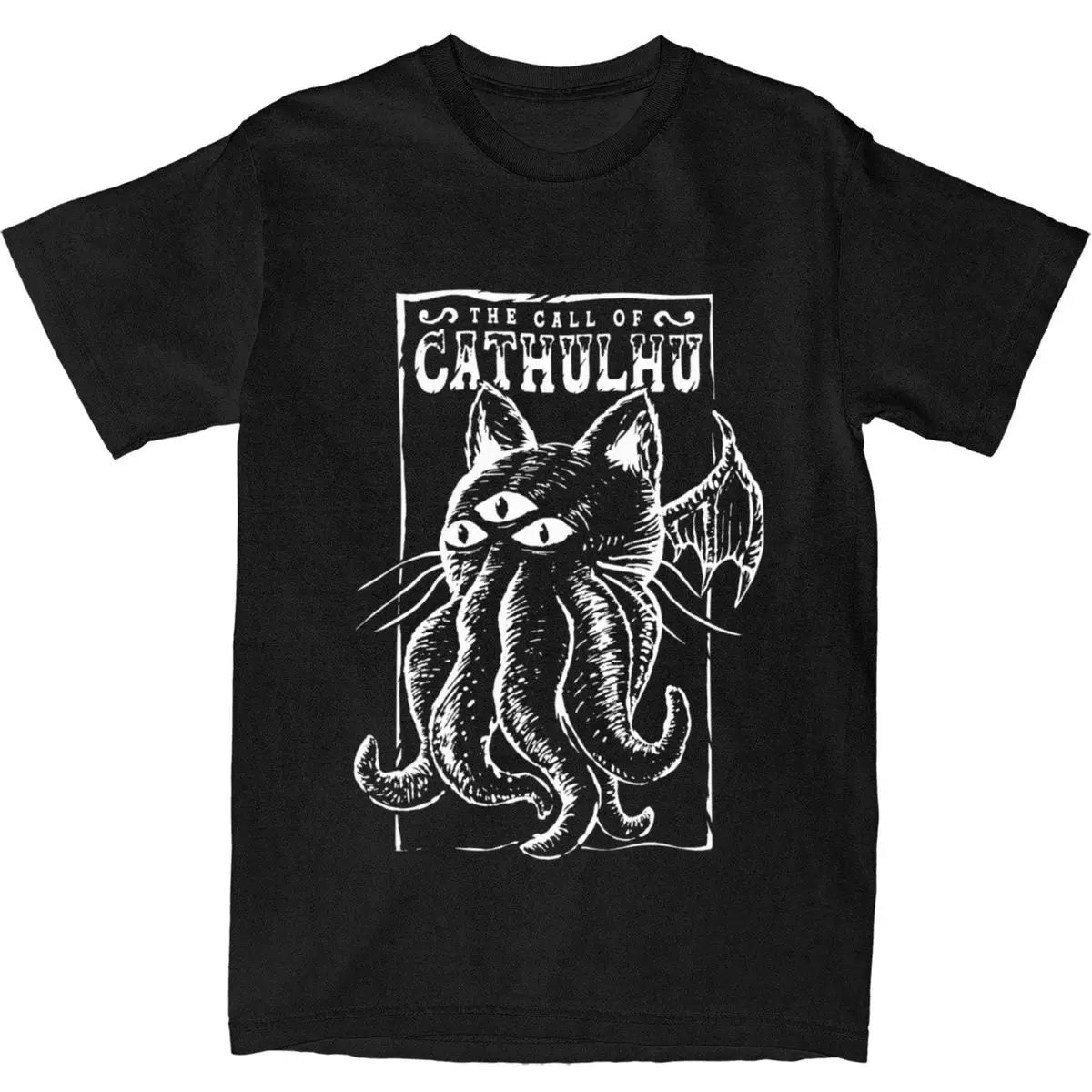 Couple T Shirt A Wild Cathulhu Anime The Cat Cthulhu T Shirts Hip Hop The Call of Cathulhu Summer Tees Pure Cotton Clothes Gift