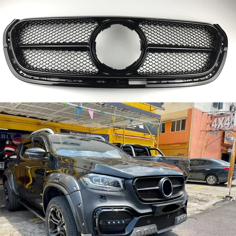 

New！ Fit for Benz X-class X250D ABS vertical bar X250 grid GT Diamond style bumper grill high quality grille easy installation