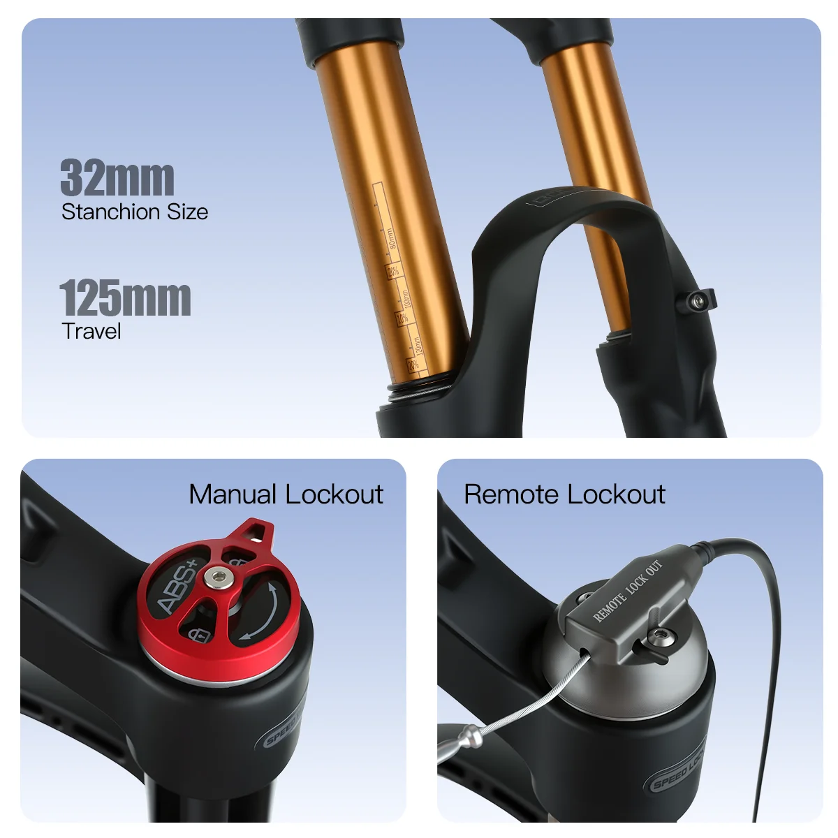 BOLANY MTB Air Suspension Fork 120mm Traver 26/27.5/29 Inch 32mm Tube Damping Adjustable Suspension Fork QR 9x100mm Fork