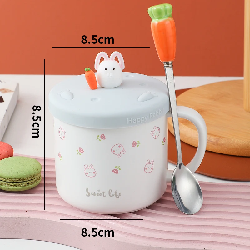 Ceramic Mug Cartoon Rabbit Cup Coffee Cup for Office Home Baking Dessert Breakfast Milk Mug for Kids Xmas Gift