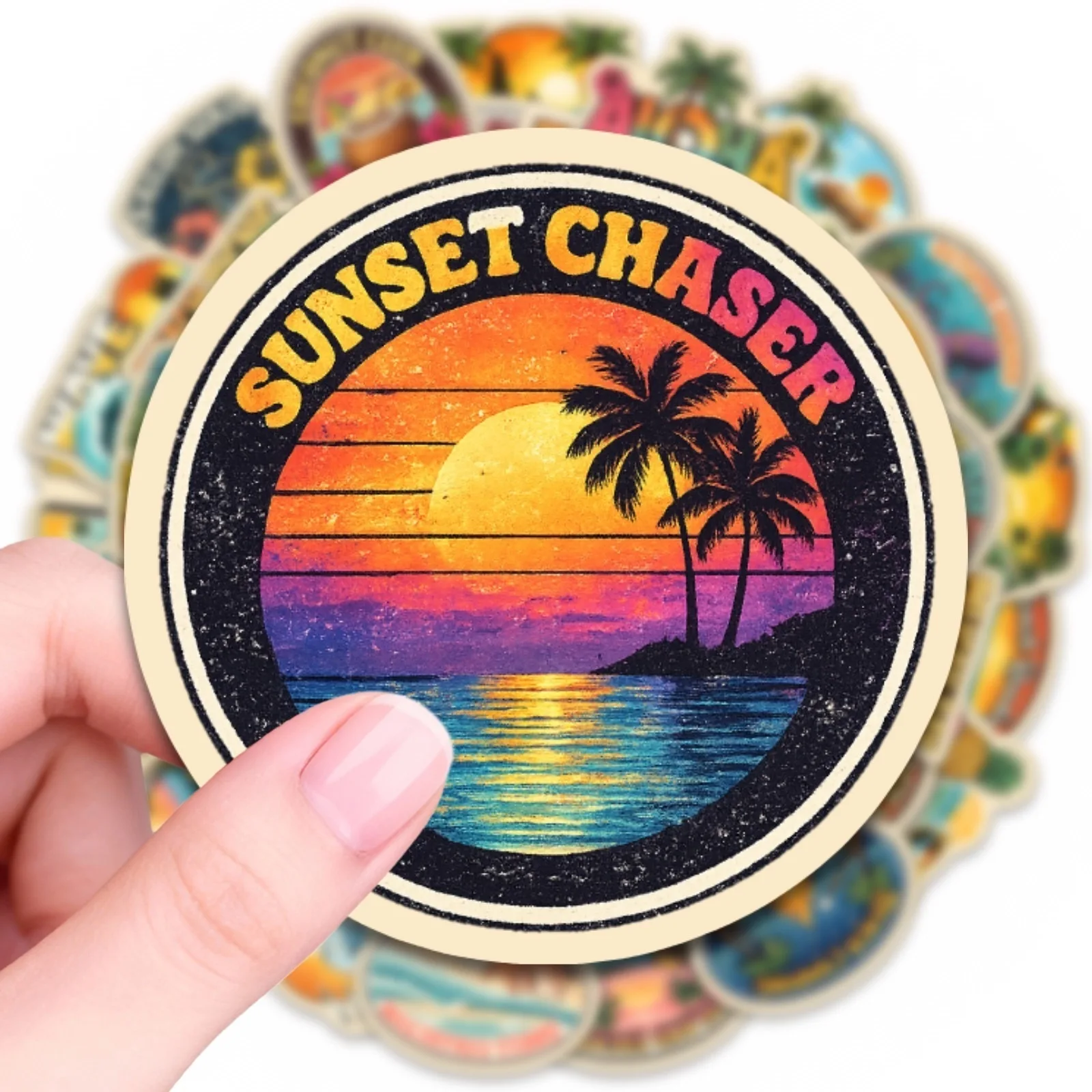 50Pcs Vintage Beach Vacation Scenery Theme Stickers Waterproof for Suitcase Notebook Scrapbook Phone Laptop Skate Helmet Decals