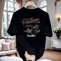 Summer lake angler, fun printed T-shirt, men's casual fashion short sleeve loose summer dress 100% cotton
