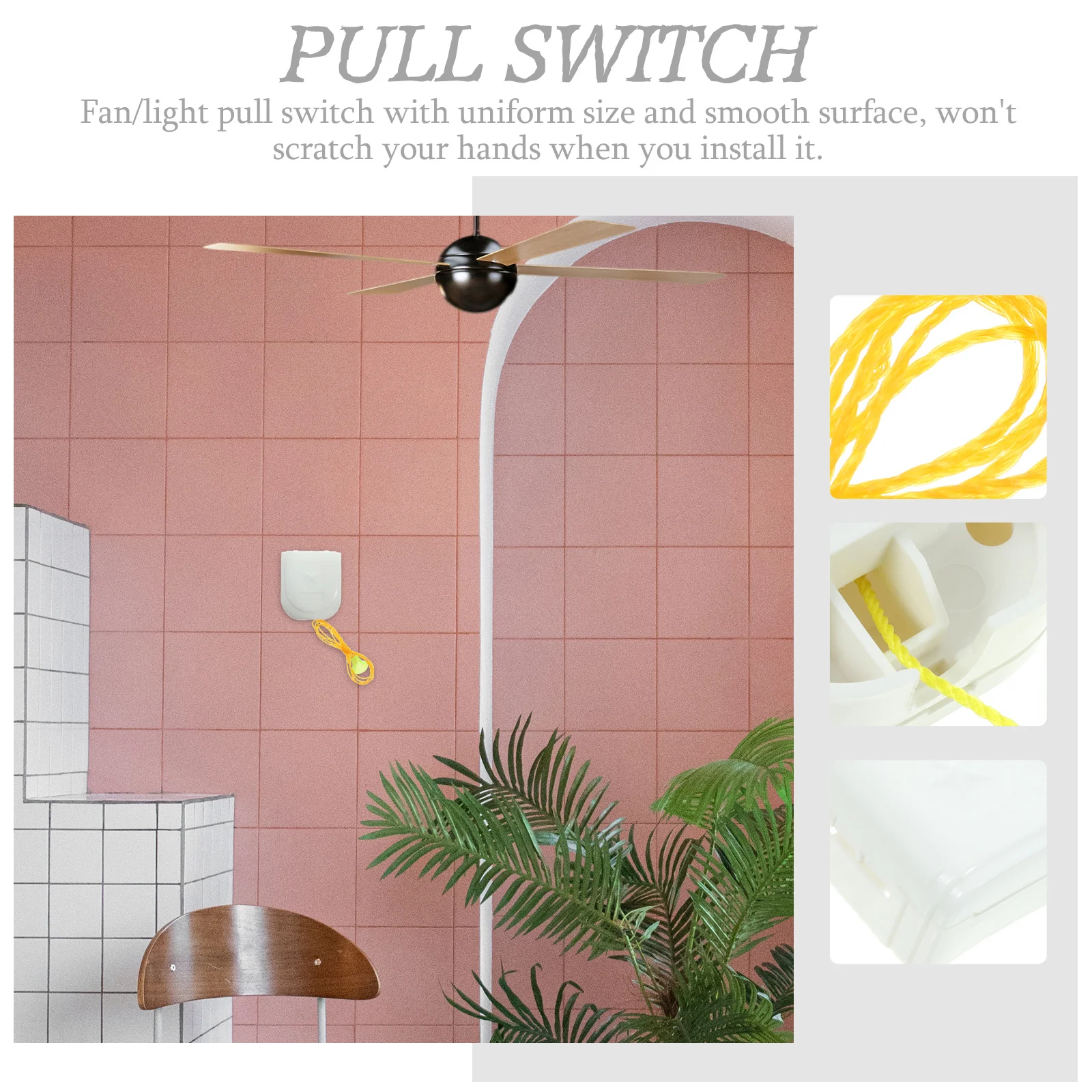 

5Pcs Ceiling Fan Pull Chain Heavy Duty Plastic Light Pull Switch Uniform Size Easy Install Repair Kit for Lamp and Fan Controls