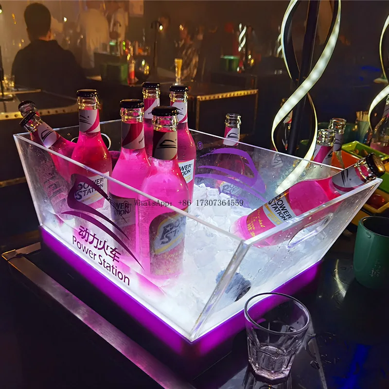 

Luminous Ice Bucket PC Drop Resistant Plastic LED Rechargeable Cocktail Bucket KTV Beer Bucket Creative Boat Bar Beer Frame