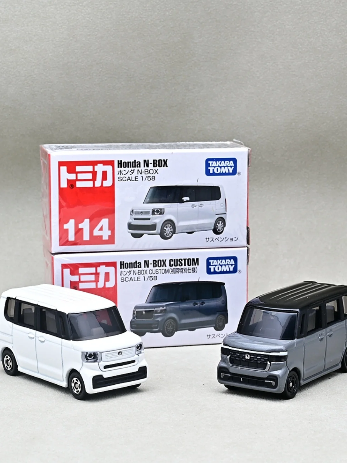 Tomy-domica子供用合金モデルカー、ホンダN-BOXバン、No。114、1:58、おもちゃ