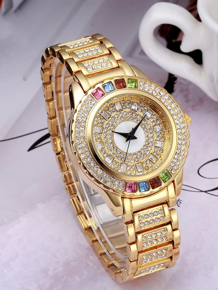 Office Ladies Fashion Diamonds Watch Women Elegant Shiny Quartz Wristwatches Stainless Steel Casual Party Watches