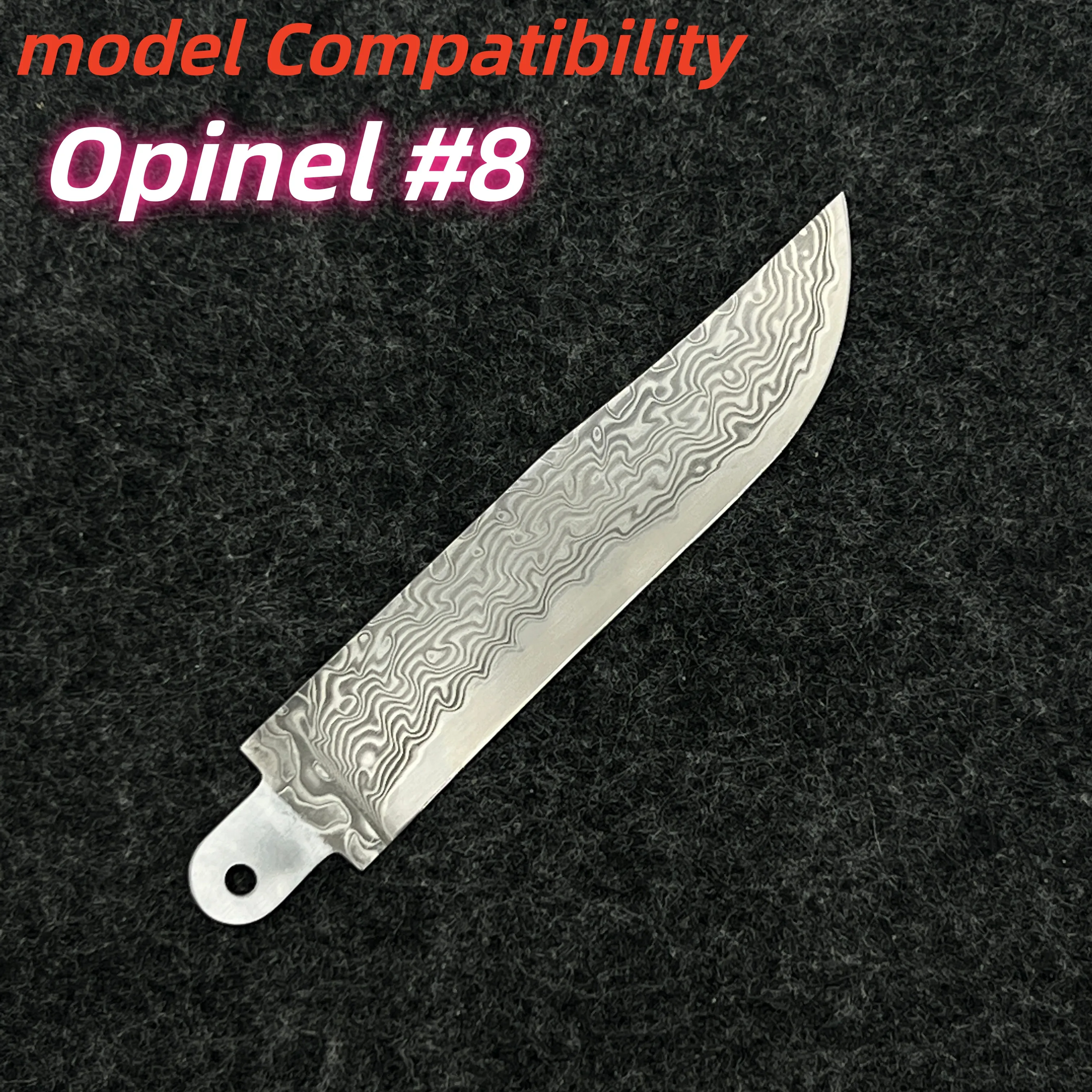 VG10 Core Damascus Steel Replacement Blade For Opinel No.8 #8 Folding Knife DIY Accessories