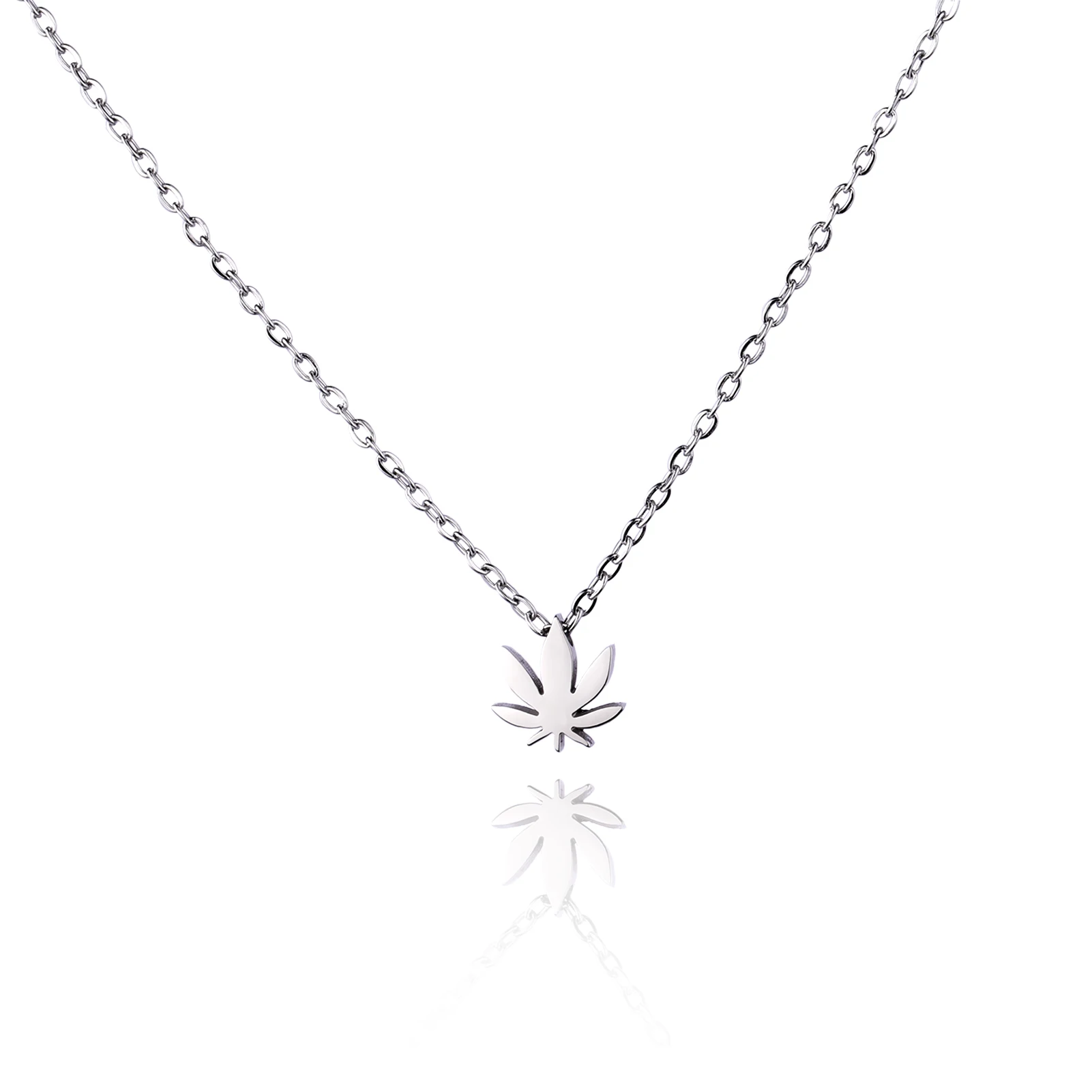 Kkjoy Edelstahl Pflanze Vierblättriges Kleeblatt Anhänger Halskette Mode Elegante Feminine Kurze Schlüsselbein Kette Halskette Schmuck – Detail 24