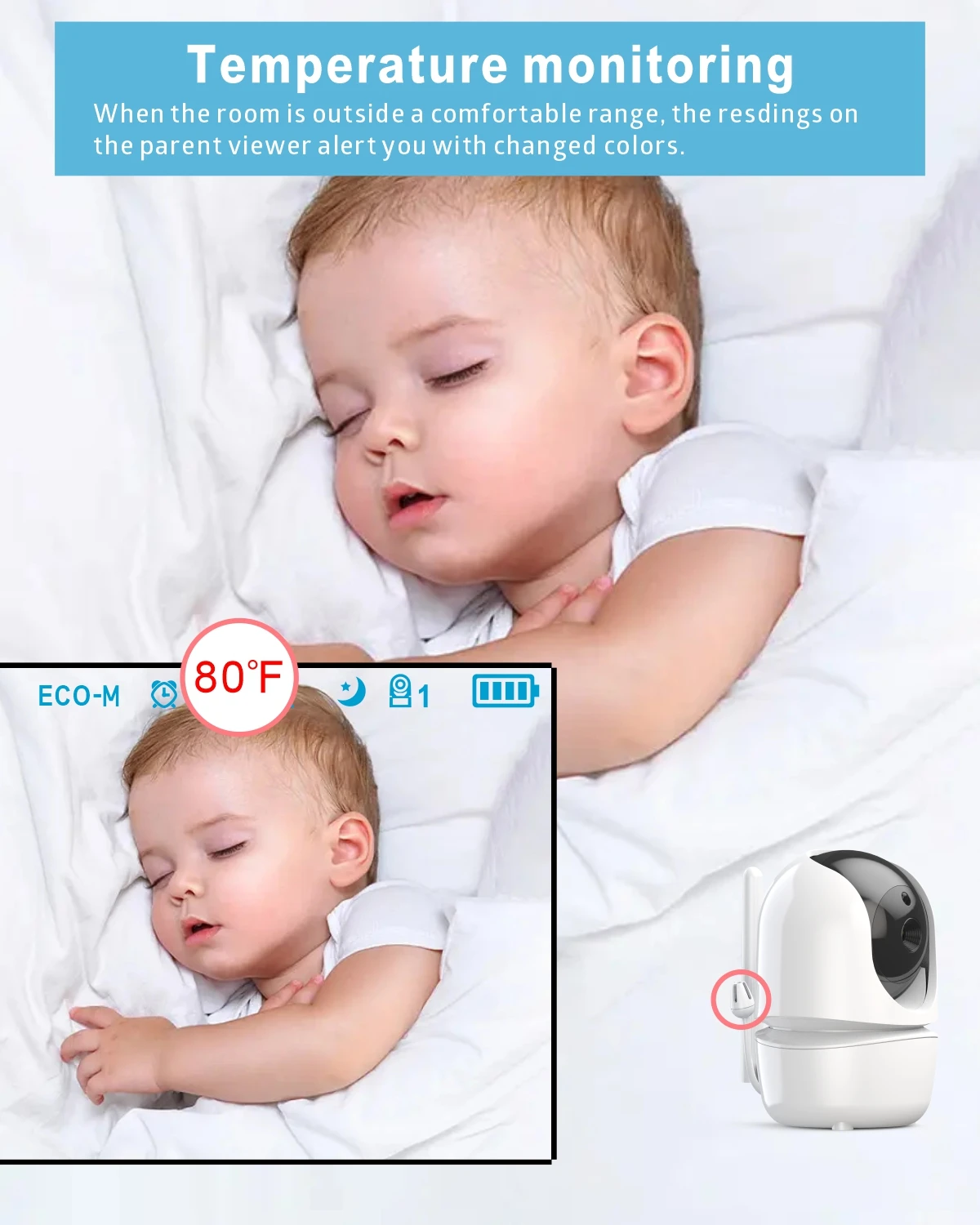 New Baby Monitor 4.3Inch Wireless With PTZ Camera High Security Camera Night Vision Temperature Monitoring Baby Two camera