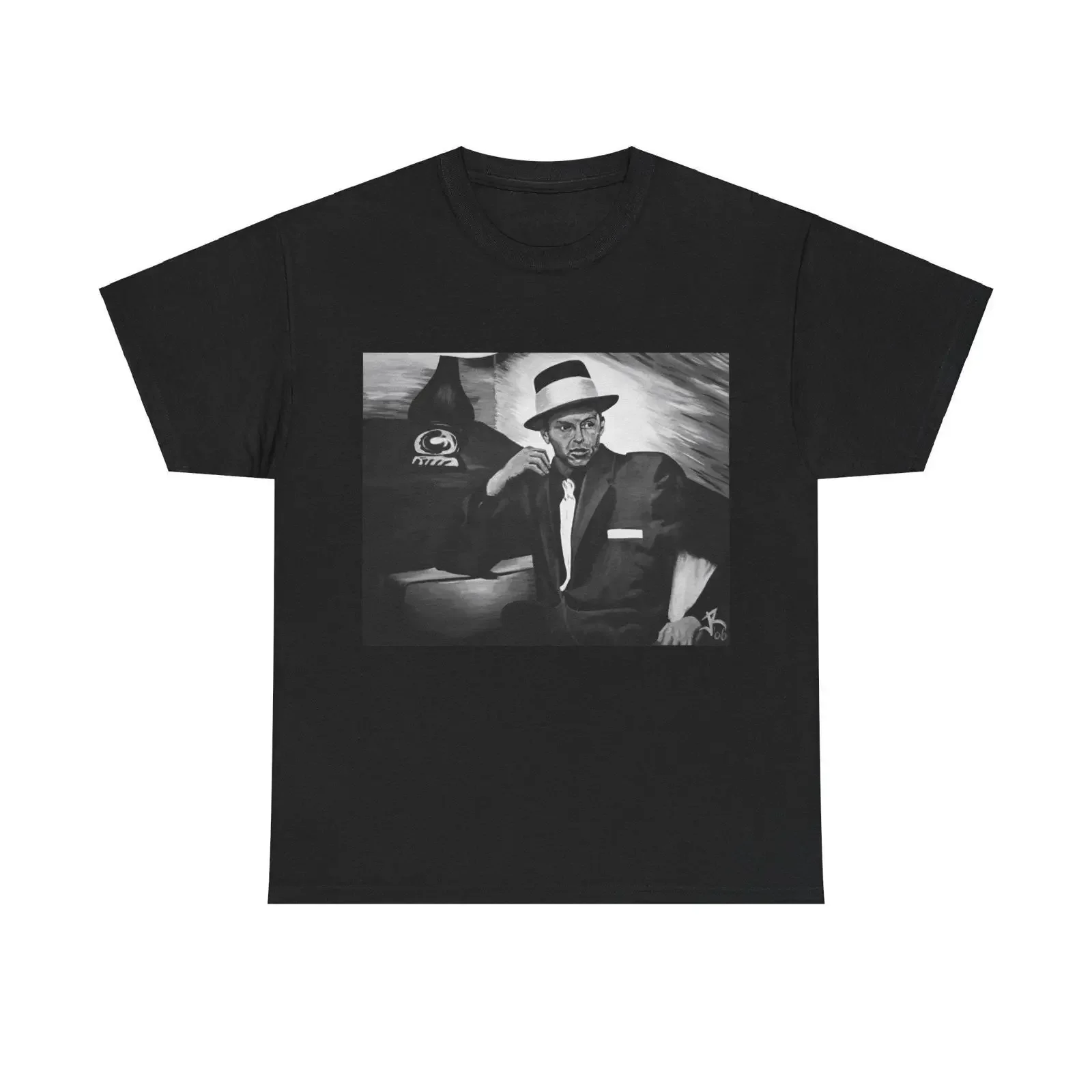 Frank Sinatra Heavy Cotton T Shirt Artwork in Black White Original vintage Washed graphic designer clothes streetwear Versatile