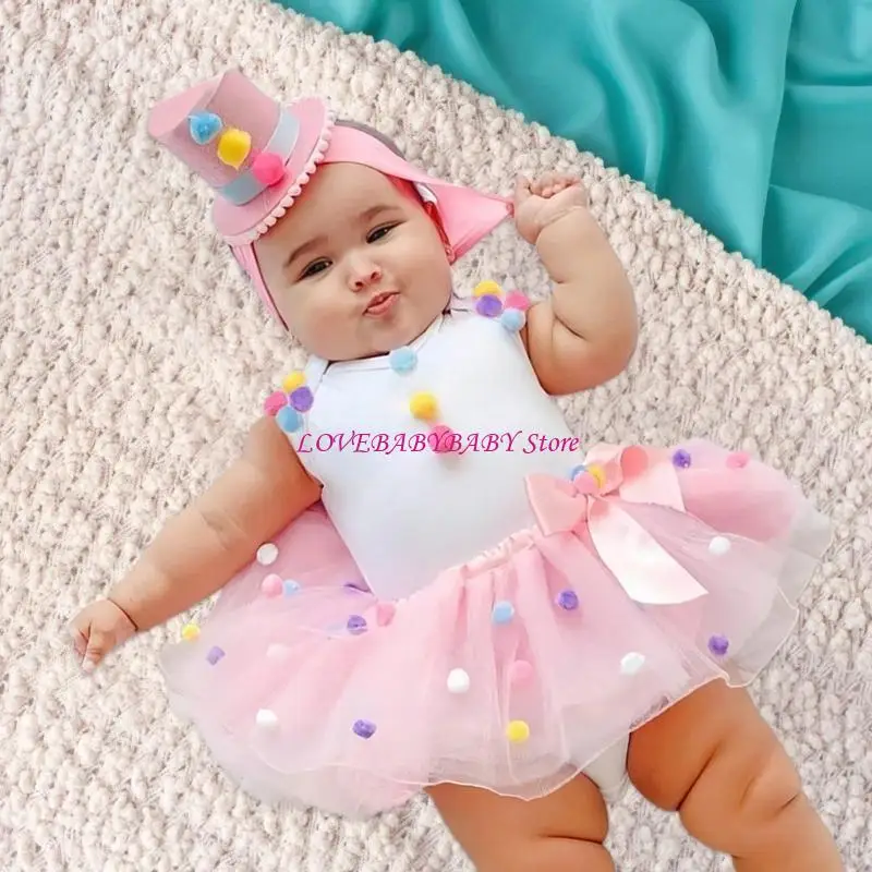 Dress Tall Hat Infant Costume Baby Photo Posing Outfit Newborn Photo Outfit 4XBC