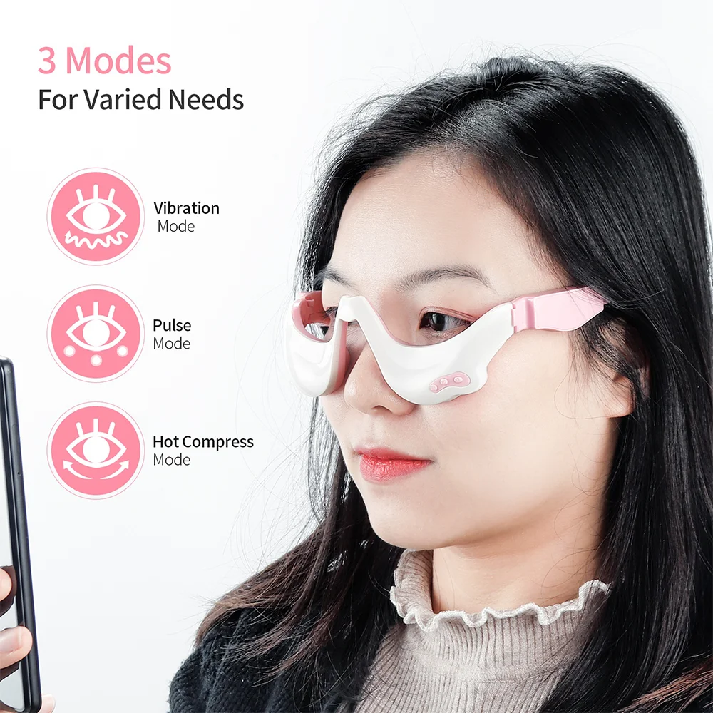 Eye Massager 3D Warm Hot Compress Eye Care Instrument Vibration EMS Micro-Current Pulse Eye Relax Device Remove Dark Circle