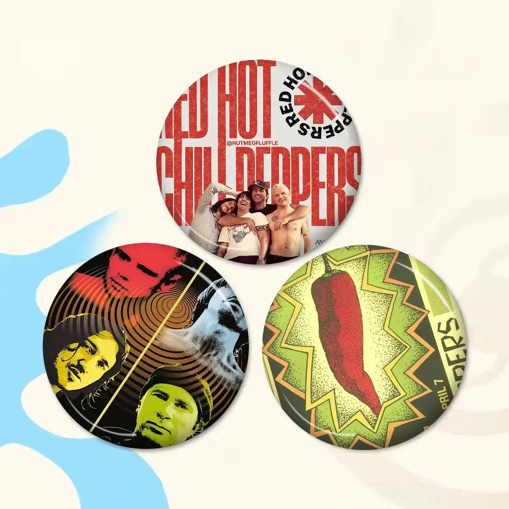 R-Red Hot C-Chili Peppers Tinplate Pin Button Custom Anime Role Old-school Brooch Cartoon Collar Badge Jewelry Gift Fans