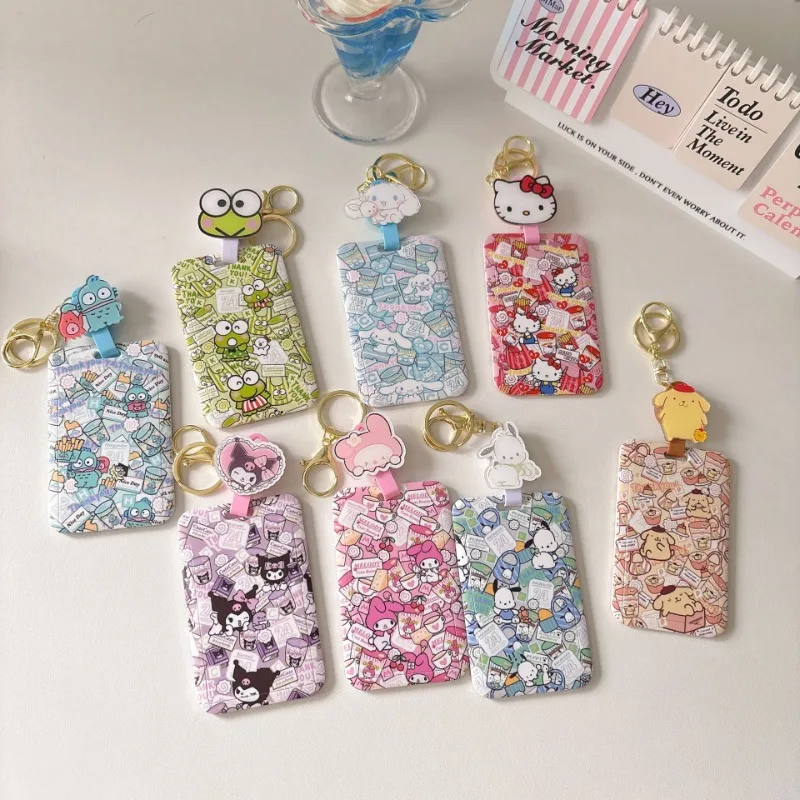 

Cute Anime Sanrio Kuromi Student Campus Card Holder Creative Retractable Card Holder Bus Card Holder Anti-lost School Bag Buckle
