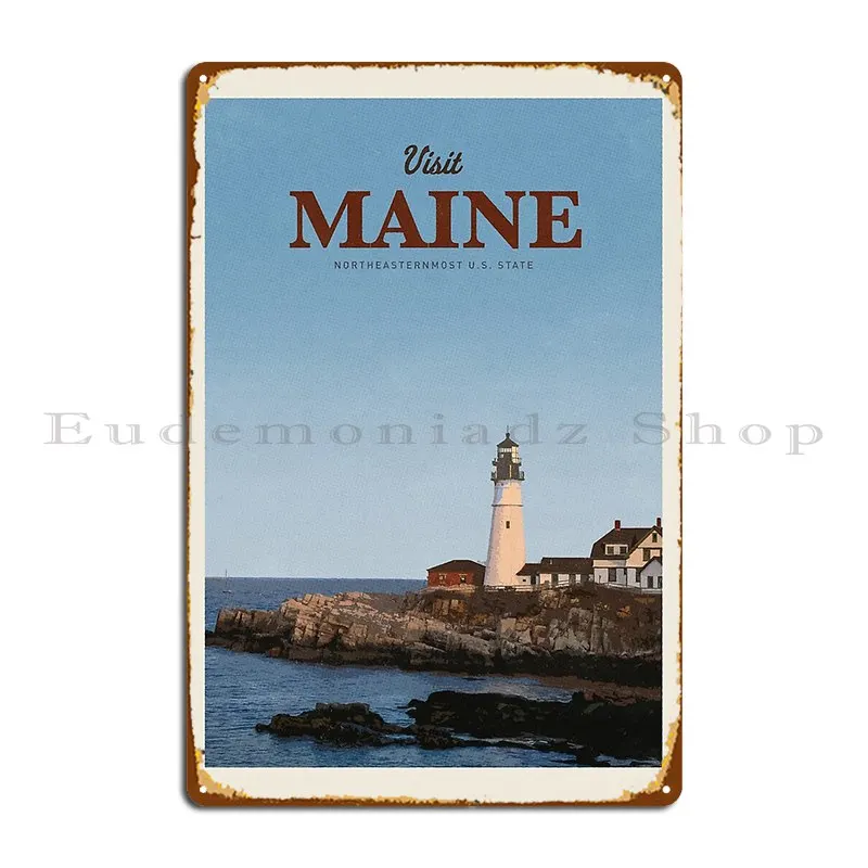 Visit Maine Metal Signs Cinema Personalized Garage Design Create Tin Sign Poster